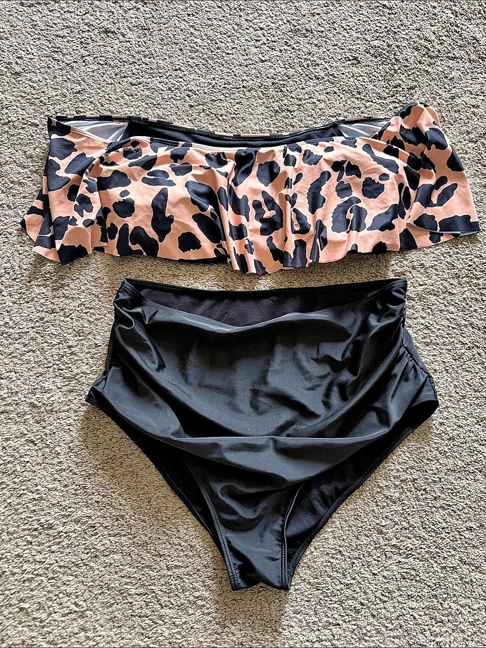 Animal Print Bikini Set in Black & Pink Like New